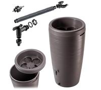 KADAX Récupérateur d'eau de Pluie avec bac à Plantes intégré dans Le Couvercle - 240 l - en Plastique - Réservoir d'eau de Pluie avec Robinet - Résistant au Gel - Marron 2