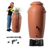 KADAX Récupérateur d'eau de pluie en plastique 210 litres avec support, robinet et bac à plantes, réservoir décoratif résistant au gel