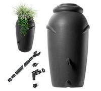 KADAX Récupérateur d'eau de pluie en plastique avec robinet bac à plantes et couvercle résistant au gel anthracite 210 l