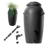KADAX Récupérateur d'eau de pluie en plastique de 210 l, réservoir d'eau de pluie avec robinet, bac à plantes et couvercle, réservoir de pluie décoratif, résistant au gel