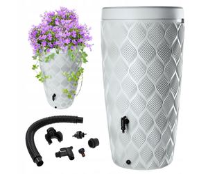 KADAX Réservoir d'eau de pluie, 240 l, Tonneau à eau, Récipient avec robinet, Pot de fleurs, grand modèle