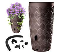 KADAX Réservoir d'eau de pluie, 240 l, Tonneau, Réservoir d'eau de pluie, Pot de fleurs + robinet fort