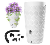 KADAX Réservoir d'eau de pluie, 240 l, Tonneau, Réservoir d'eau de pluie, Pot de fleurs + robinet fort