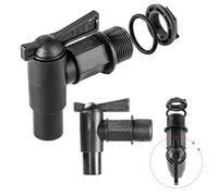 KADAX Robinet d'écoulement pour citerne d'eau de pluie, robinet 3/4" en plastique, robinet avec joint et contre-écrou, bande d'étanchéité, robinet pour réservoir d'eau (noir, 84 mm)