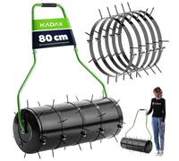Rouleau aérateur de gazon KADAX 80 cm, pouvant être rempli d'eau ou de sable, rouleau de gazon avec clous de 6 cm, aérateur de gazon en acier, rouleau de jardin pour une aération efficace du gazon