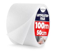 KADAX Rouleau de film à bulles, pour déménagement, exploitation, meubles, matériau d'ameublement, matériau de rembourrage, film d'emballage transparent, film d'emballage (100 m x 50 cm)