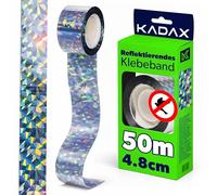 KADAX Ruban de répulsif anti-oiseaux - 50 m - Ruban hologramme - Bande réfléchissante - Pour dissuader les oiseaux - Répulsif contre les oiseaux - 4,8 cm - Argenté