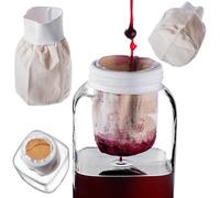 KADAX Sac filtrant 1 l, sac à tamis pour filtrer le jus, la liqueur, le vin et le lait de noix, sac à lait de noix, chiffon filtrant avec élastique, chiffon pressé, chiffon filtrant (15 x 10 cm)