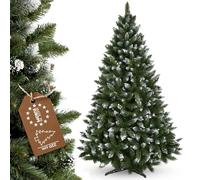 KADAX Sapin de Noël 220 en Film PVC, Pin de Diamant avec Billes argentées et Pneu de Givre, Sapin de Noël Artificiel avec 535 Branches, Sapin avec Support en Plastique Ø env. 110 cm