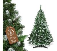 KADAX Sapin de Noël artificiel en PVC avec support, sapin de Noël avec extrémités enneigées, arbre avec 62 branches et 14 couronnes de neige (Moss Matin 220cm)