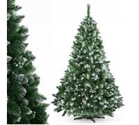 KADAX Sapin de Noël artificiel en PVC avec support et extrémités enneigées avec 62 branches et 14 couronnes (mousse du matin, 220 cm)