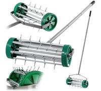 KADAX Scarificateur manuel, aérateur de gazon en acier robuste, aérateur manuel avec clous de 3,3 cm, aérateur de sol avec poignée ergonomique, rouleau à pointes robuste (148 cm)