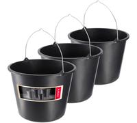 KADAX Seau de Chantier avec poignée, 16L, Seau à mortier en Plastique, Seau Rond pour Le Chantier et Le Jardin, Seau à Eau, Seau à Ciment Stable avec Bord verseur, Noir, Seau à plâtre, bac à mortier