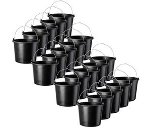 KADAX Seau de chantier "Bado", Seau, Seau à mortier, Seau à crépi, Seau de maçon, Accessoires pour la maison, noir, 12L, 20 pièces