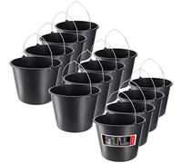 KADAX Seau de Chantier Rond avec poignée, 16 L, Seau en Plastique, Seau Rond pour Chantier et Jardin, Seau ŕ Eau, Noir, Seau ŕ mortier, Polypropylčne, Noir, 27 x 35 x 25 cm