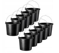 KADAX Seaux de construction 12 L en plastique noir robustes – Lot de 10