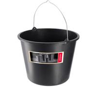 KADAX Seau de construction, 20 l, rond, en plastique, pour chantier de construction et jardin, seau à eau stable, avec poignée en métal, noir, seau de nettoyage (1)