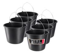 KADAX Seau de construction, 20 l, rond, pour chantier et jardin, seau à eau stable, avec poignée en métal, bac à mortier, noir, seau de nettoyage (6)