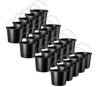 KADAX Lot de 20 seaux de construction en plastique de 5 l Pour le jardin et le chantier Seau à eau et à ciment solide Noir