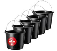 KADAX Seau de Construction en Plastique, 5l, Seau à Mortier pour Jardin et Chantier, Noir (5)