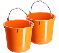 KADAX Seau de Construction en Plastique, Seau ŕ mortier avec poignée en Fil de Zinc, Seau, Seau ŕ Ciment, Seau ŕ mortiers, Seau de Nettoyage, Seau ŕ Eau, Seau de Jardin, (Orange 12 L)