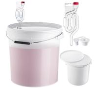 KADAX Seau de fermentation de 20 l avec tubes de fermentation et bouchons en caoutchouc, récipient de fermentation en plastique avec bec de fermentation et bouchon, grand seau avec insert de