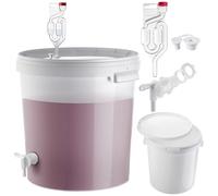 KADAX Seau de fermentation de 33 l avec robinet, tube de fermentation et bouchon en caoutchouc, récipient de fermentation en plastique avec robinet de vidage, bec de fermentation et bouchon pour la