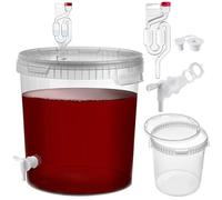 KADAX Seau de fermentation de 33 l avec robinet, tube de fermentation et bouchon en caoutchouc, récipient de fermentation en plastique avec robinet de vidage, bec de fermentation et bouchon pour la