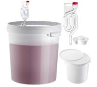 KADAX Seau de fermentation de 33 l avec tubes de fermentation et bouchons en caoutchouc, récipient de fermentation en plastique avec bec de fermentation et bouchon, grand seau avec insert de