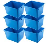 KADAX Seau de peinture carré en plastique de 8 l - 6 seaux bleus avec poignée en métal - Seau à eau solide avec bord verseur - Pour rénovation, jardin, nettoyage - Rectangulaire