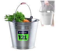 KADAX Seau de rangement en zinc - Seau à eau en acier inoxydable de qualité supérieure - Seau de jardin robuste - Seau à mortier - Seau de nettoyage - Récipient pour arroser les plantes (12 l)