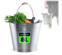 KADAX Seau en Zinc de Rangement - Récipient à Eau en Acier Inoxydable de Qualité Supérieure pour Jardin, Mortier et Nettoyage - Pour Arroser les Plantes (8 L)