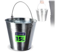 KADAX Seau robuste, en zinc, avec poignée ergonomique, avec base renforcé, avec parois solides, en tôle pour pierres, parterres et cendres, matériaux en vrac et charbon, 15 l