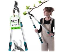 KADAX Sécateur télescopique avec Lames en Acier, 64-96 cm, sécateur pour rosiers, sécateur Manuel avec poignées antidérapantes pour Branches, Feuilles, Taille-Haies (Noir/Orange)