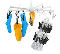KADAX Sèche-chaussettes - Sèche-linge rotatif - Séchoir à linge en plastique - Mini séchoir avec mécanisme rotatif à 360° - Séchoir à linge pour sous-vêtements, chaussettes (blanc/16 pinces)