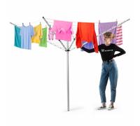 KADAX Séchoir à linge avec 50 mètres de corde à linge, séchoir en aluminium inoxydable pour l'extérieur, hauteur réglable avec housse de sol pour jardin (50m)
