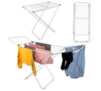 KADAX Séchoir à linge avec ailes, longueur de séchage 18 m/23 m, étendoir à flux d'air en acier revêtu par pulvérisation, séchoir pliable (blanc/2 ailes)