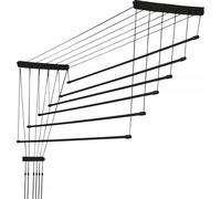 KADAX Séchoir à linge de plafond "Torp", Séchoir de plafond charge 12kg, 6 barres, 160 cm, noir