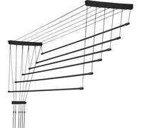 KADAX Séchoir à linge de plafond "Torp", Séchoir de plafond charge 12kg, 6 barres, 170 cm, noir