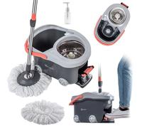 KADAX Spin Mop avec seau sur roulettes 128 cm Gris