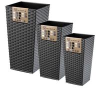 KADAX Set de 3 Pots de Fleurs Hauts - H 46,5/57,5/68 cm - Graphite - intérieur/extérieur - pour Balcon, Jardin ou Salon