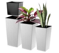 KADAX Set de 3 Pots de Fleurs Hauts - H 57/68/75 cm - Blanc - intérieur/extérieur - pour Balcon, Jardin ou Salon