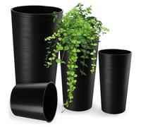 KADAX Set de 3 pots de fleurs + insert, support à fleurs en graphite, haut, jardin, 57 cm