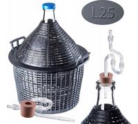 KADAX Set de bonbonnes en verre "Alatri", avec panier en plastique et accessoires de fermentation, bouchon en caoutchouc, tube de fermentation en plastique, bouteille, 25L