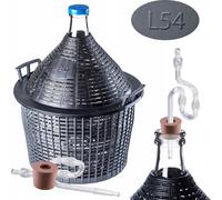 KADAX Set de bonbonnes en verre "Alatri", avec panier en plastique et accessoires de fermentation, bouchon en caoutchouc, tube de fermentation en plastique, bouteille, 54L