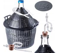 KADAX Set de bonbonnes en verre "Alatri", avec panier en plastique et accessoires de fermentation, bouchon en caoutchouc, tube de fermentation en plastique, bouteille, extracteur 54L