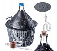 KADAX Set de bonbonnes en verre "Alatri", avec panier en plastique et accessoires de fermentation, bouchon en caoutchouc, tube de fermentation en plastique, bouteille, 20L