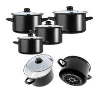 KADAX Set de casseroles émaillées 2L, 3L, 4L, 5L, noir