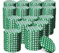 KADAX Set de couvercles de bocaux en métal "Virbo", avec 6 dents d'encliquetage, vert quadrillé, 82 mm, 200 pièces