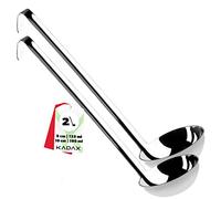 KADAX Set de Louches en INOX 125ml + 190ml, avec Support, Manche Long Ergonomique - Ustensiles de Cuisine, Argent